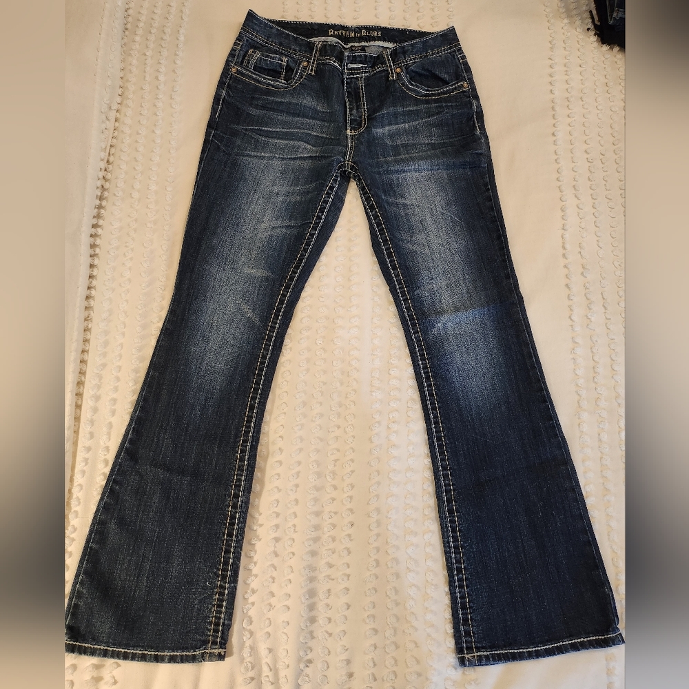 Rhythm in Blues mid-rise flair jeans. Excellent used condition. Worn once.
